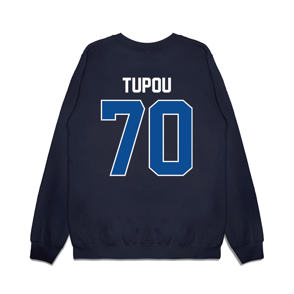 BYU - NCAA Football : Iki Tupou - Vintage Helmet Premium Crewneck Sweatshirt-1