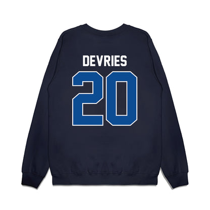 BYU - NCAA Football : Cannon DeVries - Vintage Helmet Premium Crewneck Sweatshirt-1