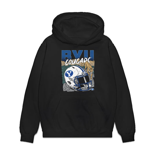 BYU - NCAA Football : McCae Hillstead - Vintage Helmet Premium Hooded Sweatshirt-0