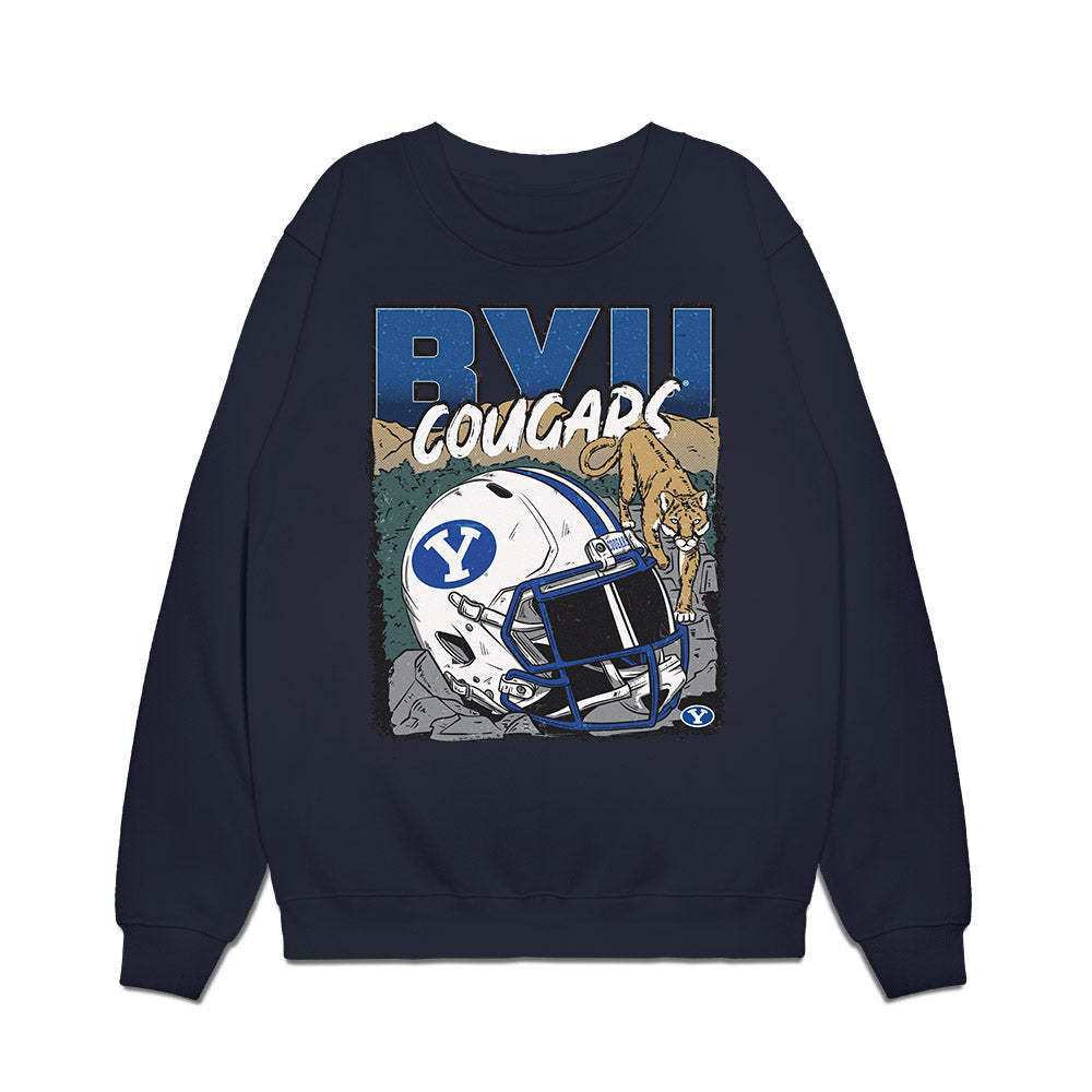 BYU - NCAA Football : Joseph Douglas - Vintage Helmet Premium Crewneck Sweatshirt-0