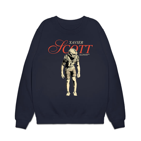 Illinois - NCAA Football : Xavier Scott - Premium Crewneck Sweatshirt-0