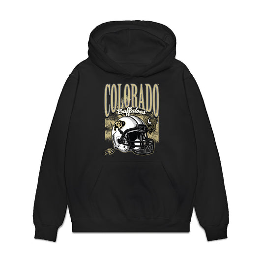 Colorado - NCAA Football : Tawfiq Byard - Vintage Helmet Premium Hooded Sweatshirt-0
