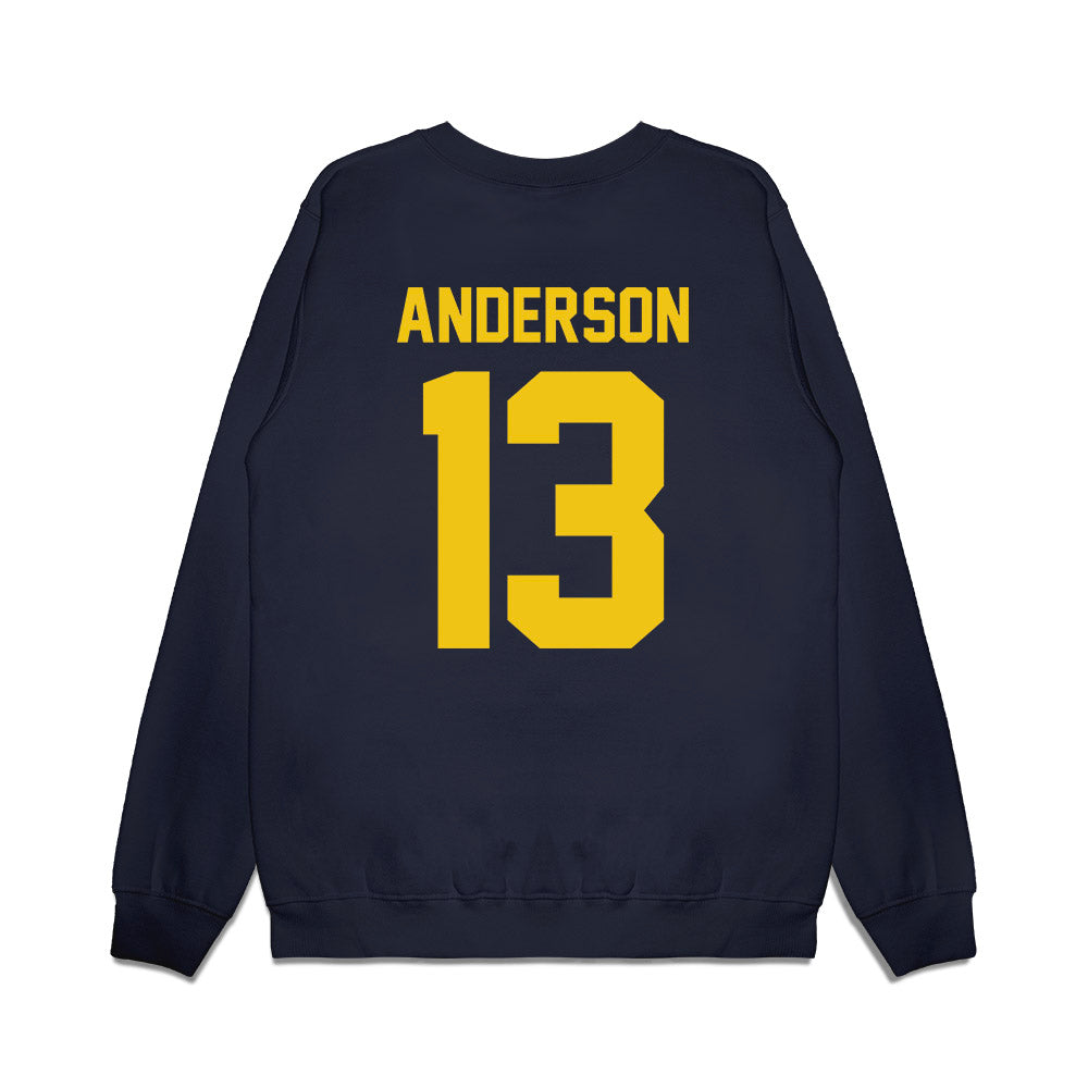 Michigan - NCAA Football : Caleb Anderson - Vintage Helmet Premium Crewneck Sweatshirt-1