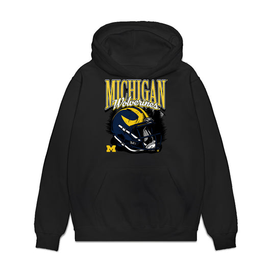 Michigan - NCAA Football : Jadyn Davis - Vintage Helmet Premium Hooded Sweatshirt-0