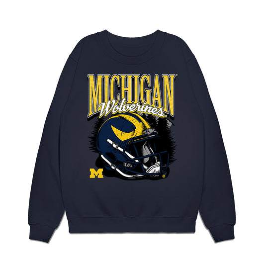 Michigan - NCAA Football : Chibi Anwunah - Vintage Helmet Premium Crewneck Sweatshirt-0