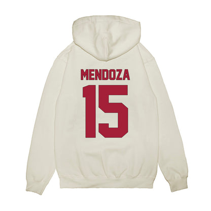 Indiana - NCAA Football : Fernando Mendoza - Vintage Helmet Premium Hooded Sweatshirt-1
