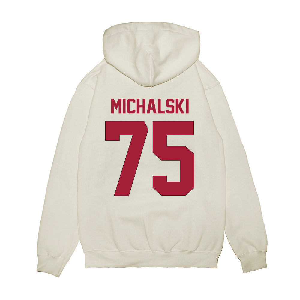 Indiana - NCAA Football : Zenuae Michalski - Vintage Helmet Premium Hooded Sweatshirt-1