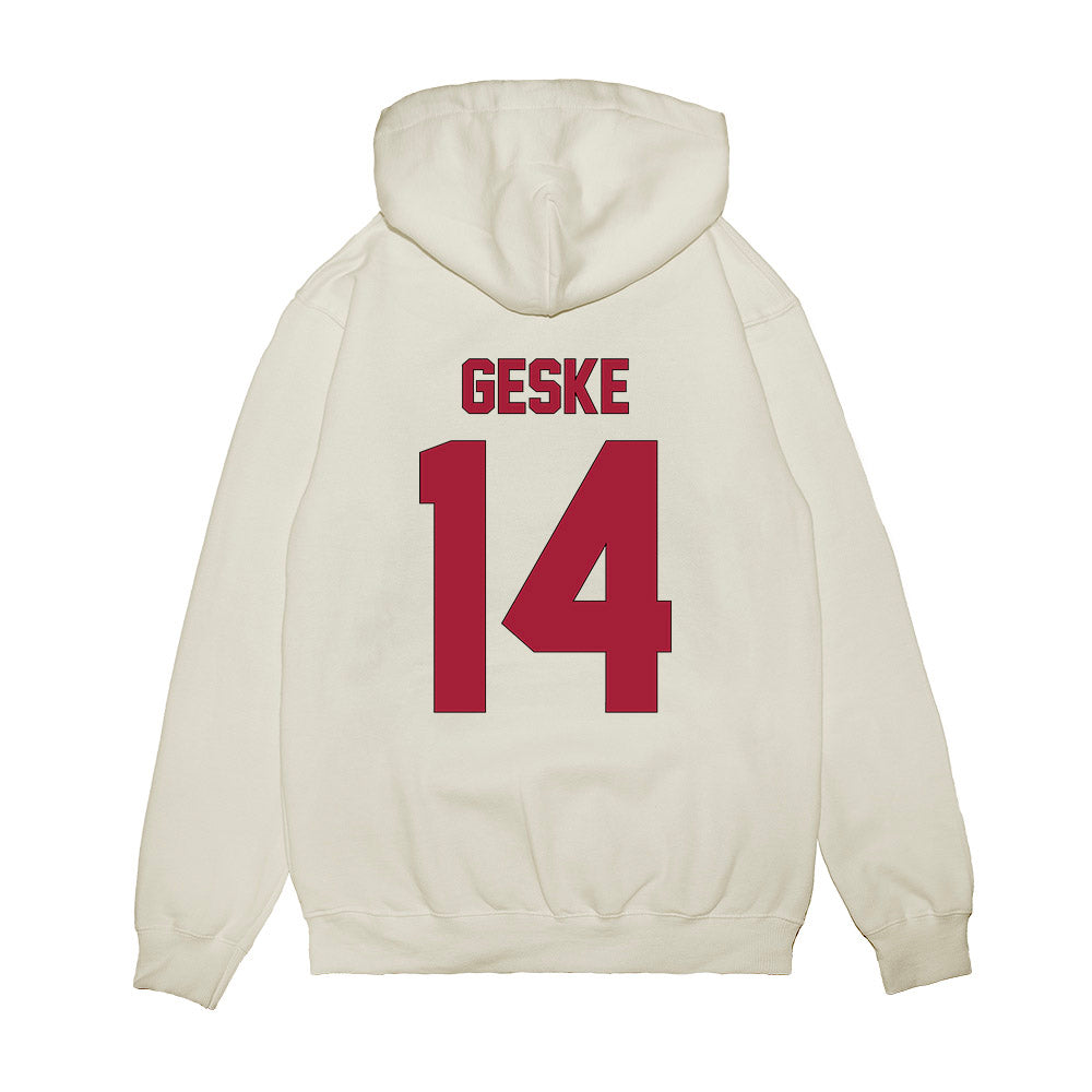 Indiana - NCAA Football : Maverick Geske - Vintage Helmet Premium Hooded Sweatshirt-1