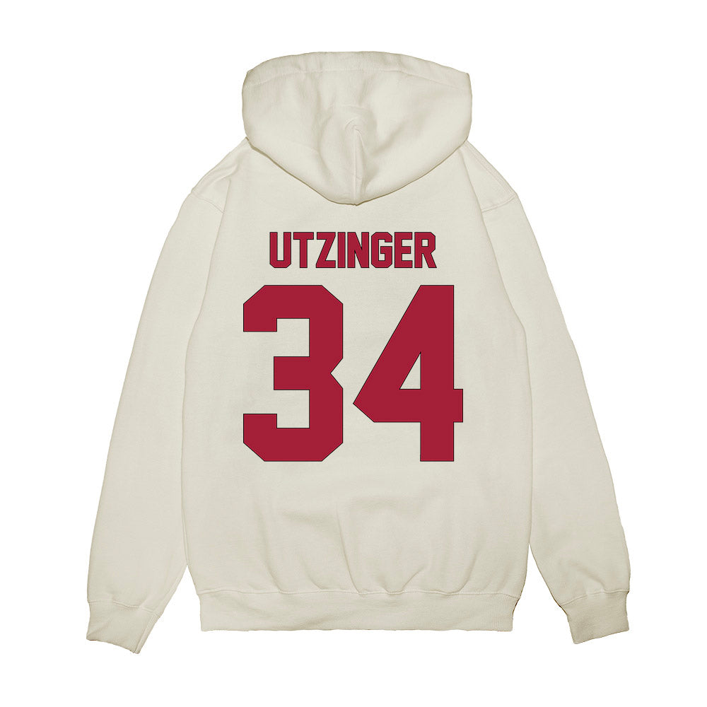 Indiana - NCAA Football : Jeffrey Utzinger - Vintage Helmet Premium Hooded Sweatshirt-1