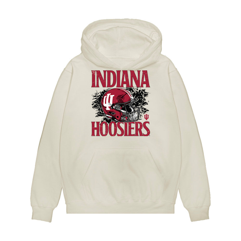 Indiana - NCAA Football : Zacharey Smith - Vintage Helmet Premium Hooded Sweatshirt-0
