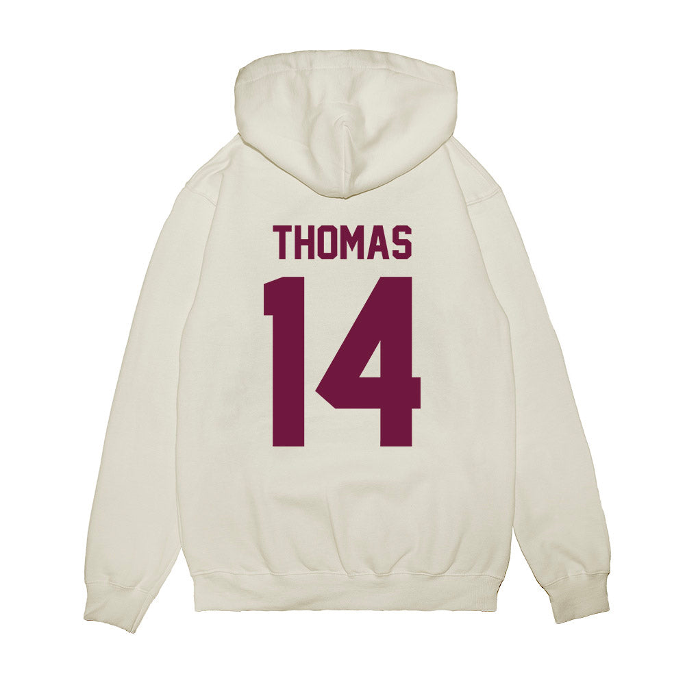 Texas A&M - NCAA Football : Jayvon Thomas - Vintage Helmet Premium Hooded Sweatshirt-1