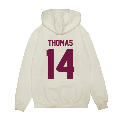 Texas A&M - NCAA Football : Jayvon Thomas - Vintage Helmet Premium Hooded Sweatshirt-1