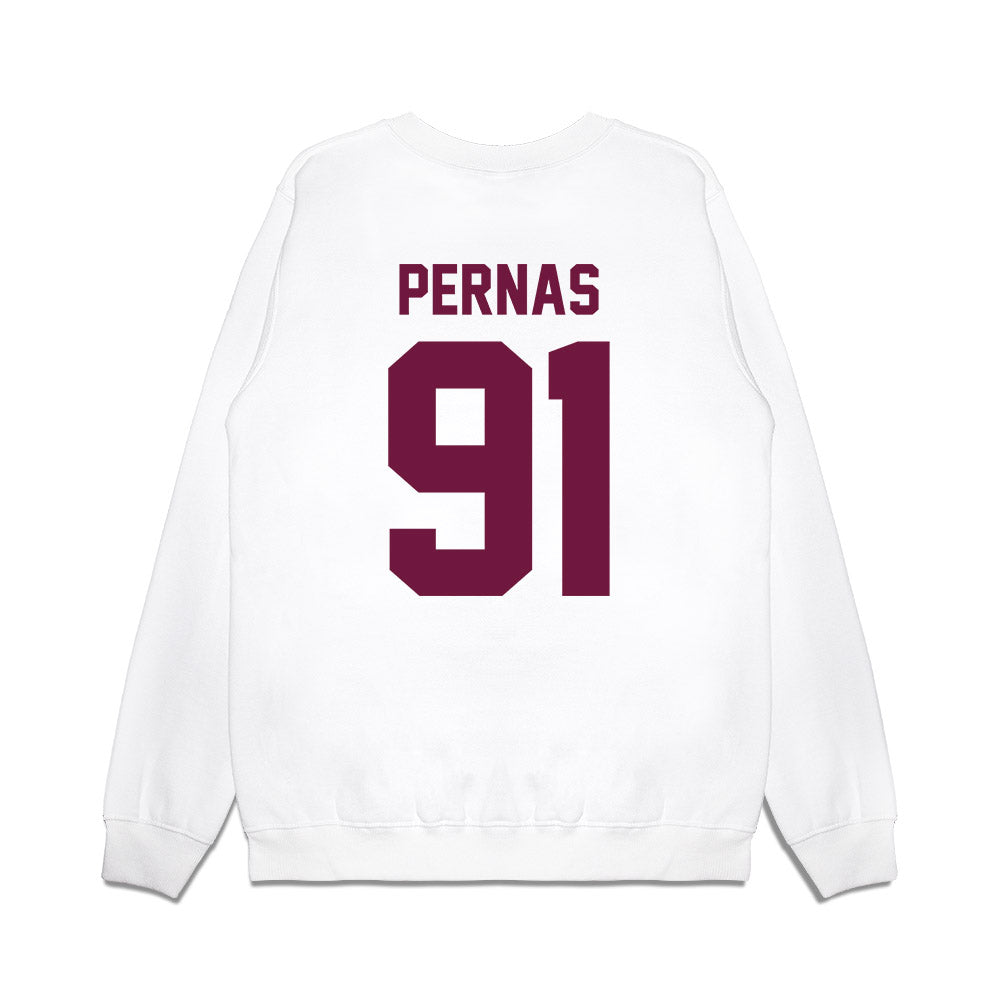 Texas A&M - NCAA Football : Lucas Pernas - Vintage Helmet Premium Crewneck Sweatshirt-1