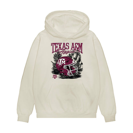 Texas A&M - NCAA Football : Jacob Zeno - Vintage Helmet Premium Hooded Sweatshirt-0