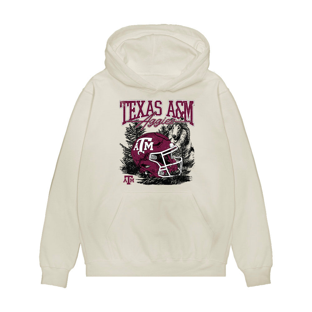 Texas A&M - NCAA Football : Marcus Ratcliffe - Vintage Helmet Premium Hooded Sweatshirt-0