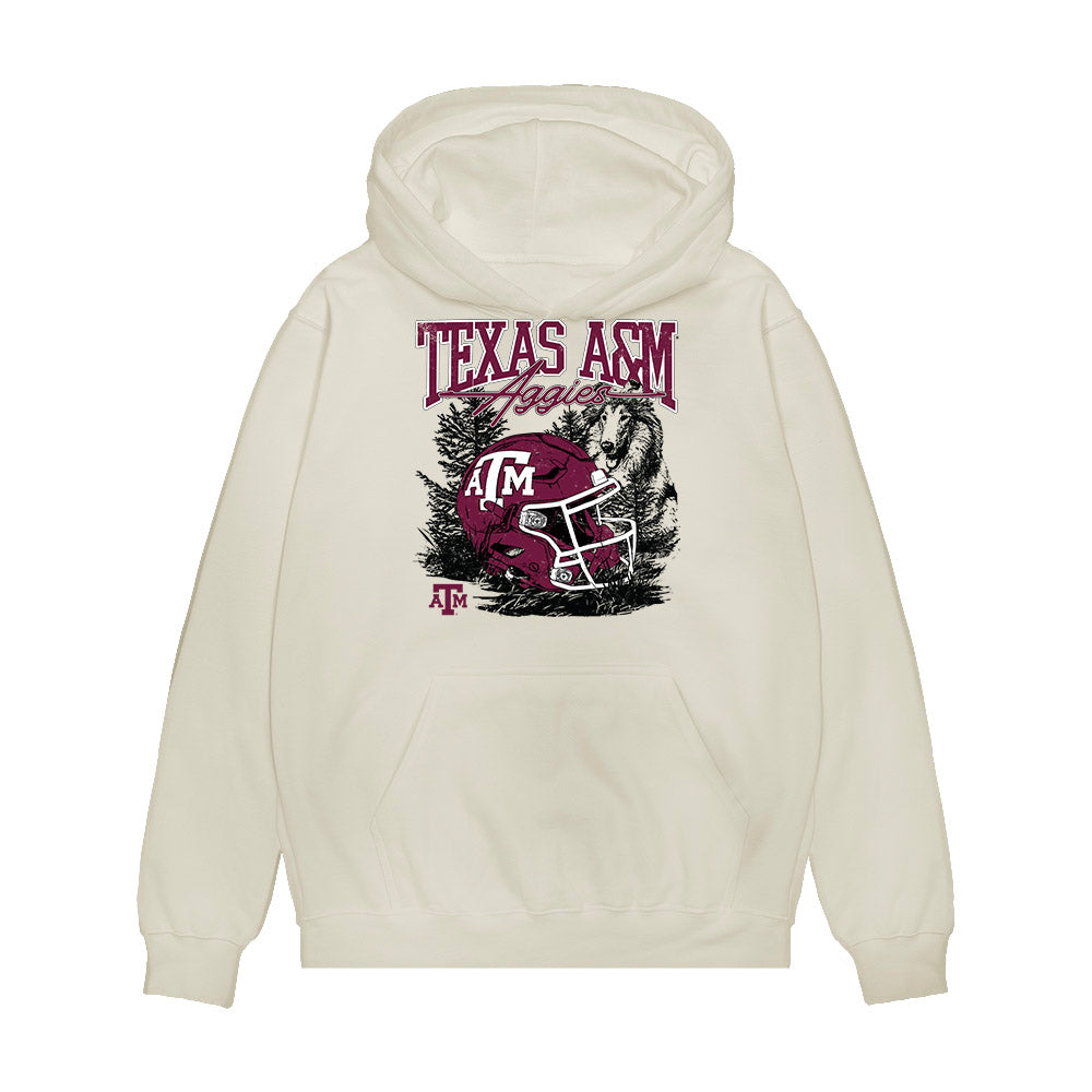 Texas A&M - NCAA Football : EJ Smith - Vintage Helmet Premium Hooded Sweatshirt-0