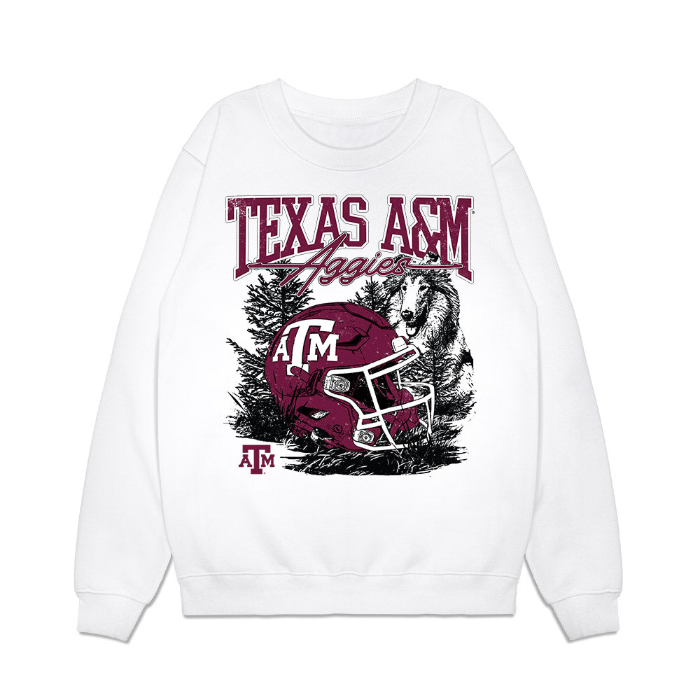 Texas A&M - NCAA Football : Isendre Ahfua - Vintage Helmet Premium Crewneck Sweatshirt-0