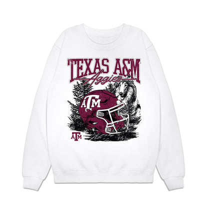 Texas A&M - NCAA Football : Alex Abbott - Vintage Helmet Premium Crewneck Sweatshirt-0