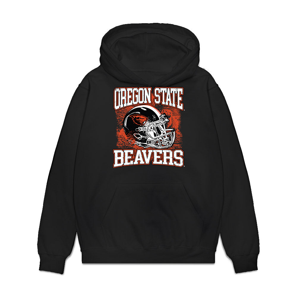 Oregon State - NCAA Football : Jake Reichle - Vintage Helmet Premium Hooded Sweatshirt-0