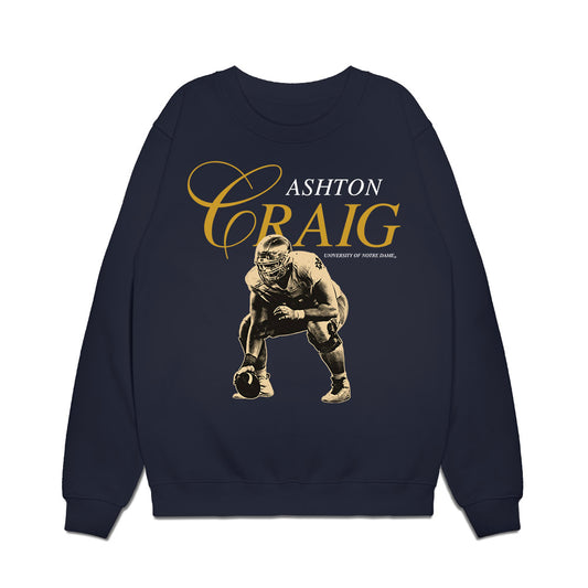Notre Dame - NCAA Football : Ashton Craig - Legacy Premium Crewneck Sweatshirt-0