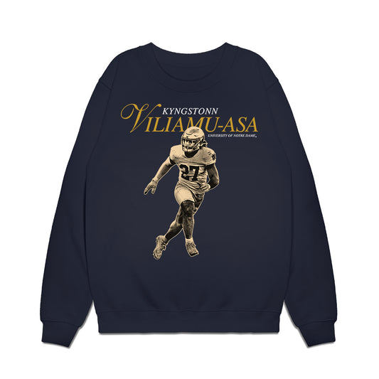 Notre Dame - NCAA Football : Kyngstonn Viliamu-Asa - Legacy Premium Crewneck Sweatshirt-0