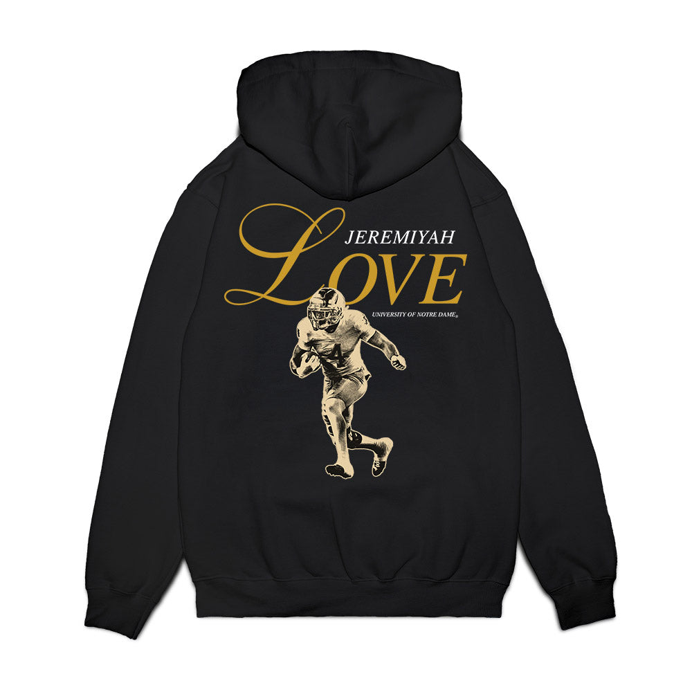 Notre Dame - NCAA Football : Jeremiyah Love - Legacy Premium Hooded Sweatshirt-1