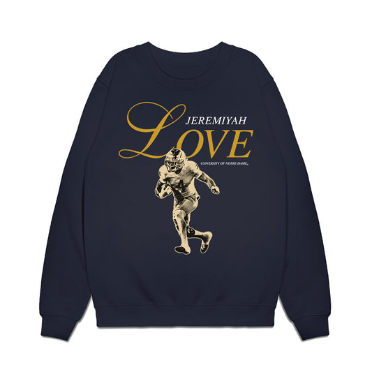 Notre Dame - NCAA Football : Jeremiyah Love - Legacy Premium Crewneck Sweatshirt-0