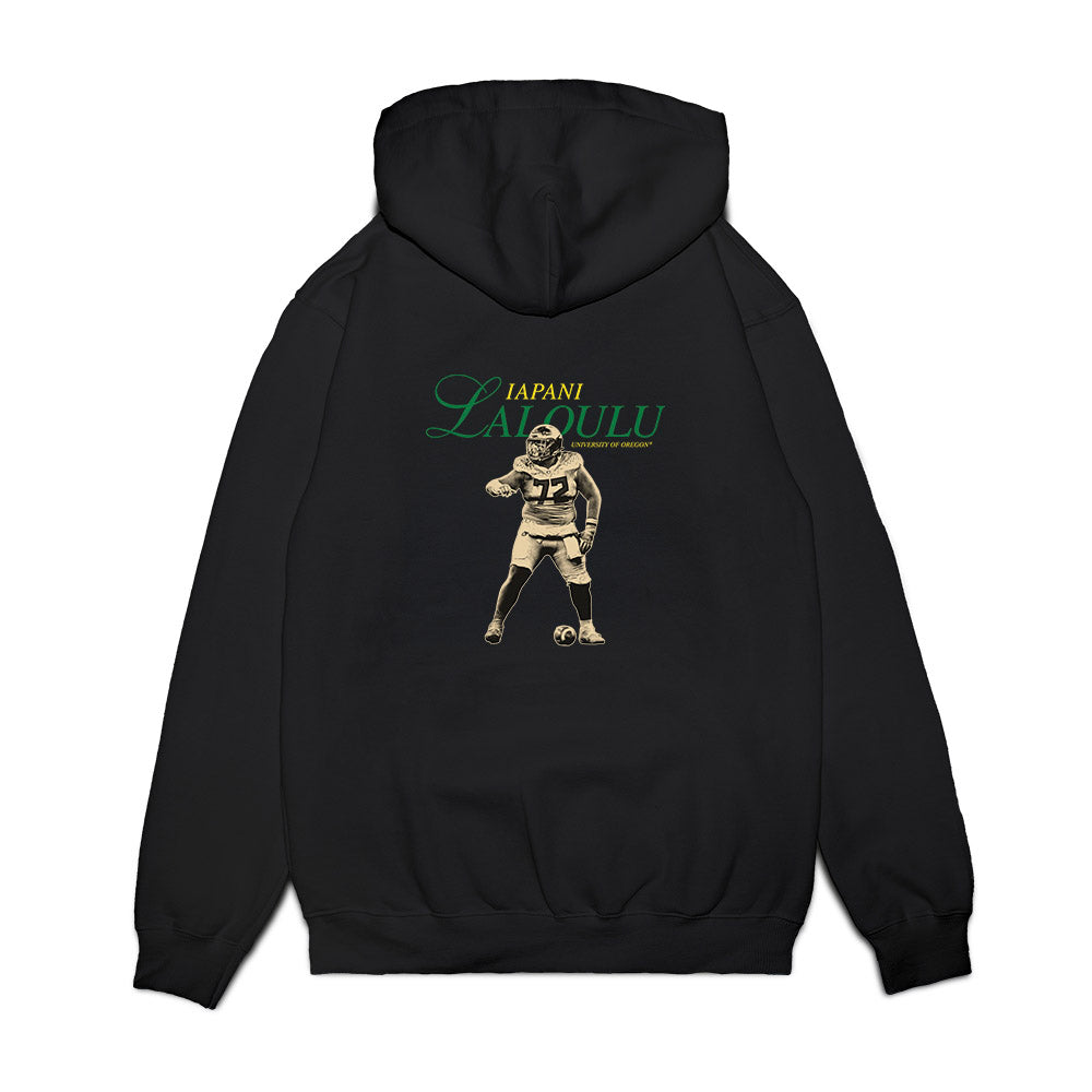 Oregon - NCAA Football : Iapani Laloulu - Legacy Premium Hooded Sweatshirt-1