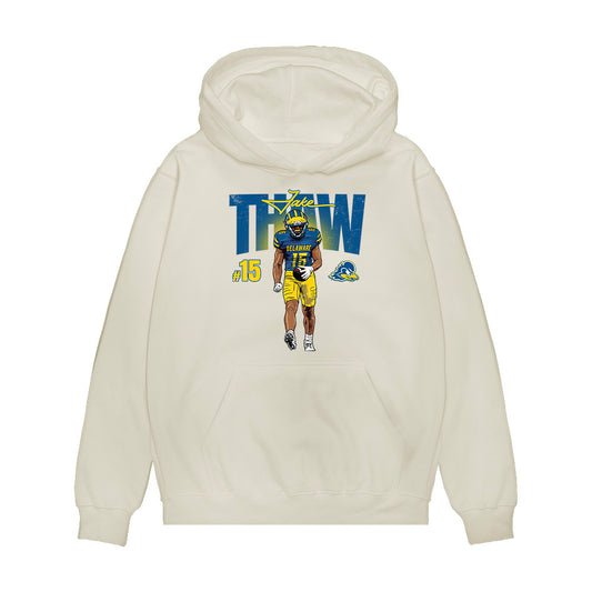 Delaware - NCAA Football : Jake Thaw - Caricature Premium Hooded Sweatshirt-0