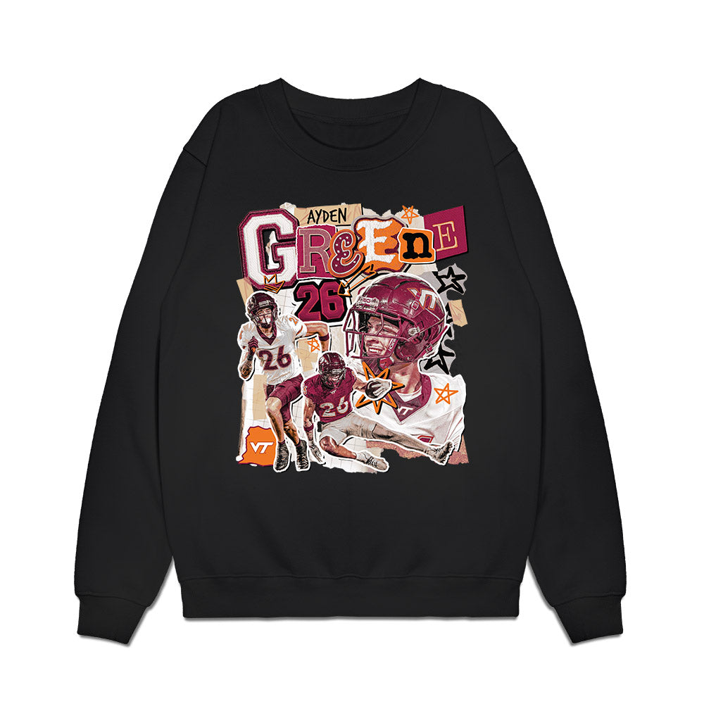 Virginia Tech - NCAA Football : Ayden Greene - Collage Premium Crewneck Sweatshirt-0