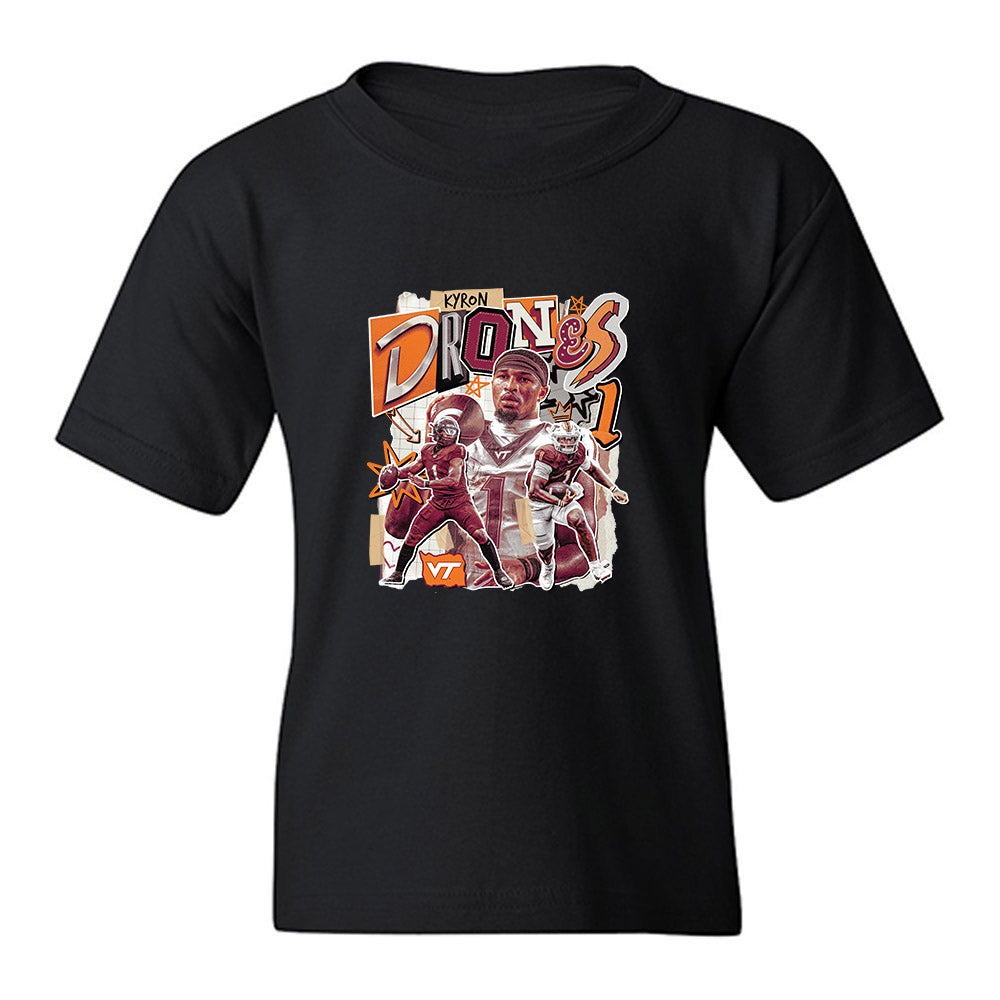 Virginia Tech - NCAA Football : Kyron Drones - Collage Youth T-Shirt-0