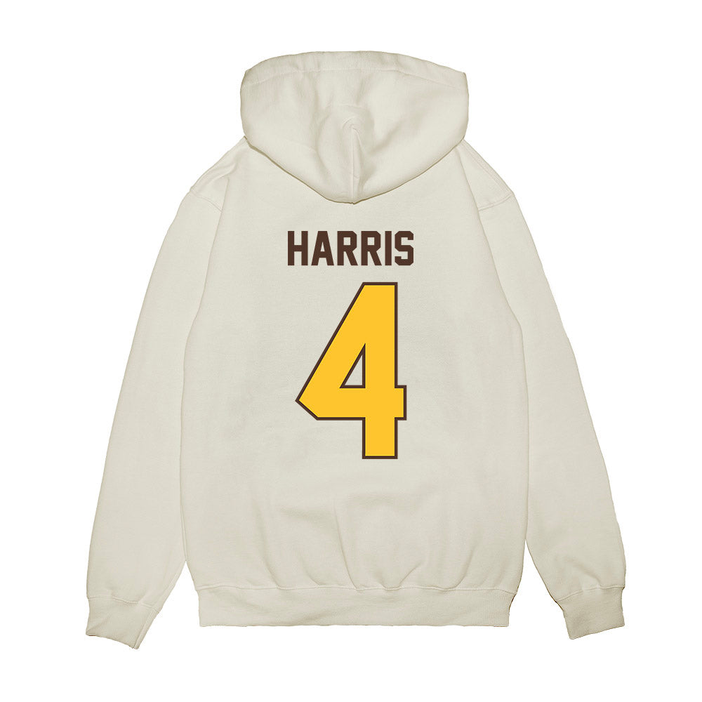 Wyoming - NCAA Football : Damashja Harris - Vintage Helmet Premium Hooded Sweatshirt-1
