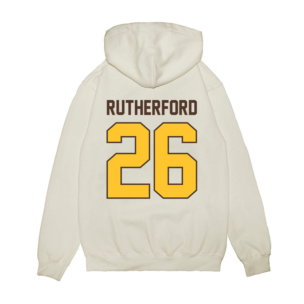 Wyoming - NCAA Football : Gary Rutherford - Vintage Helmet Premium Hooded Sweatshirt-1