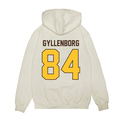 Wyoming - NCAA Football : John Michael Gyllenborg - Vintage Helmet Premium Hooded Sweatshirt-1