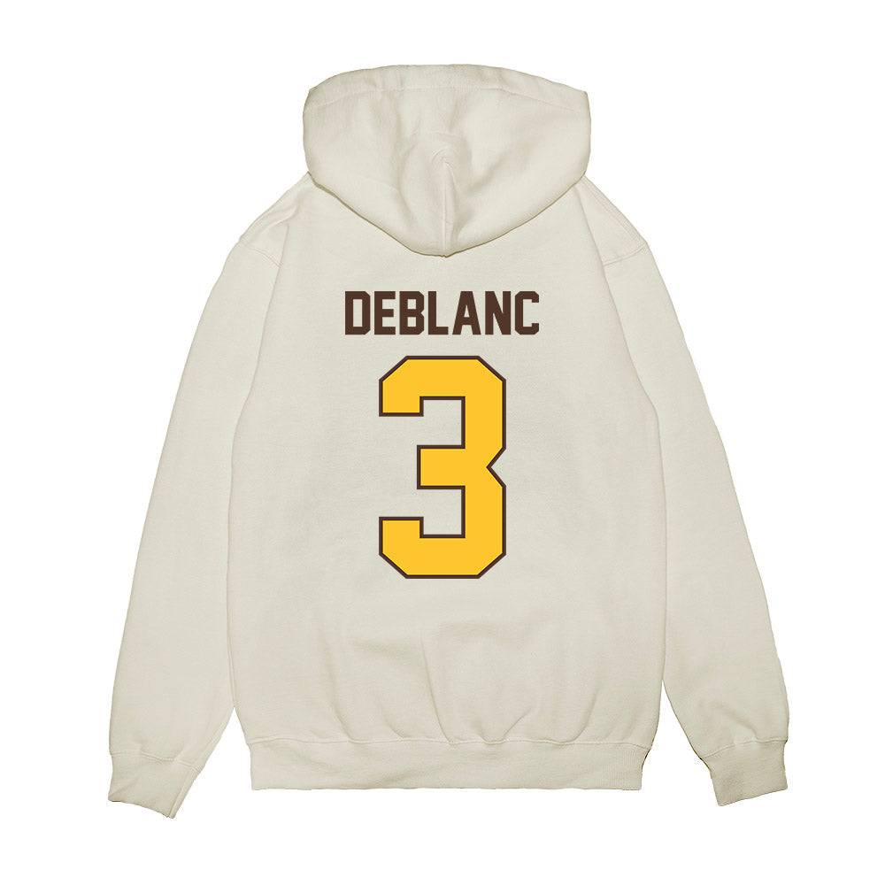 Wyoming - NCAA Football : Deion DeBlanc - Vintage Helmet Premium Hooded Sweatshirt-1