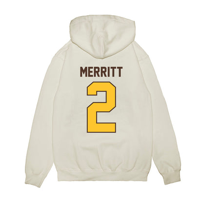 Wyoming - NCAA Football : Caleb Merritt - Vintage Helmet Premium Hooded Sweatshirt-1