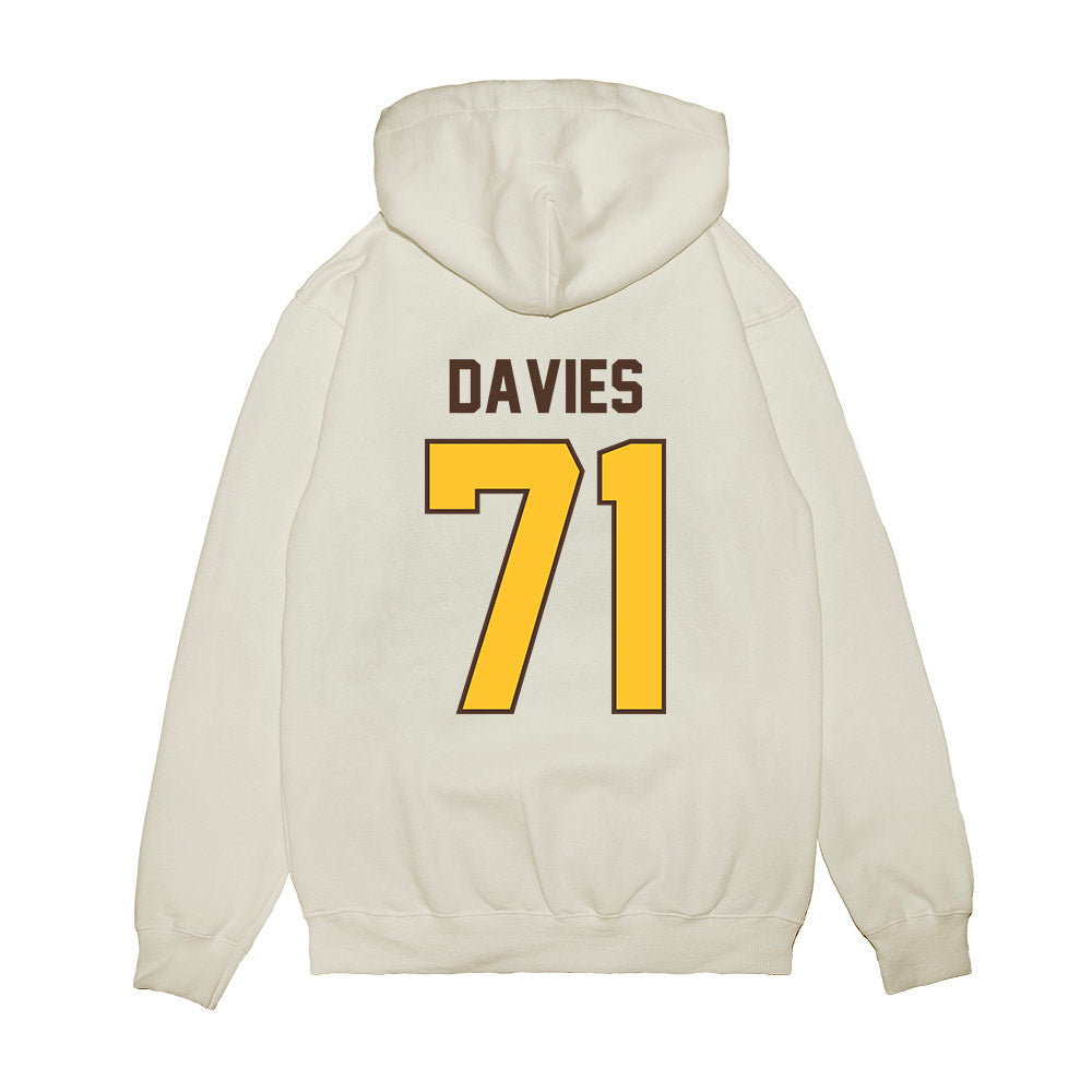 Wyoming - NCAA Football : Jake Davies - Vintage Helmet Premium Hooded Sweatshirt-1