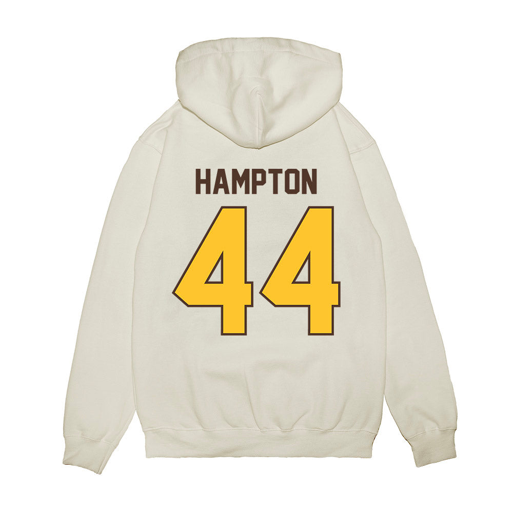 Wyoming - NCAA Football : Tyler Hampton - Vintage Helmet Premium Hooded Sweatshirt-1