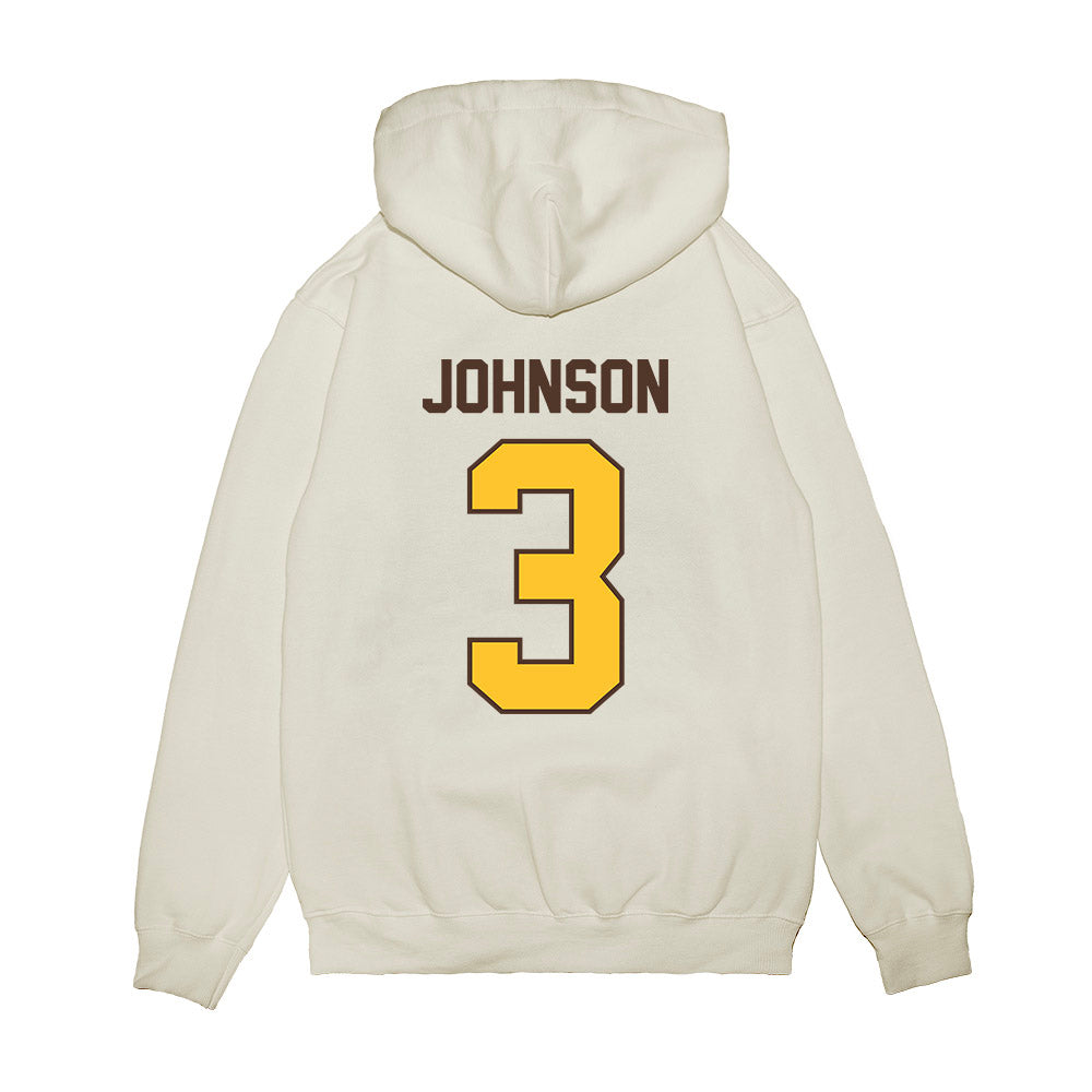 Wyoming - NCAA Football : Andrew Johnson - Vintage Helmet Premium Hooded Sweatshirt-1