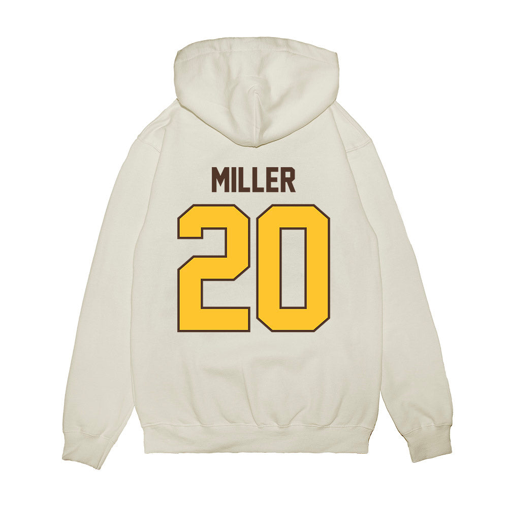 Wyoming - NCAA Football : Dainsus Miller - Vintage Helmet Premium Hooded Sweatshirt-1