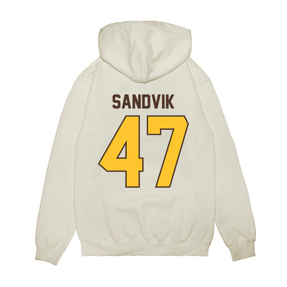 Wyoming - NCAA Football : Erik Sandvik - Vintage Helmet Premium Hooded Sweatshirt-1