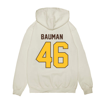 Wyoming - NCAA Football : Dash Bauman - Vintage Helmet Premium Hooded Sweatshirt-1