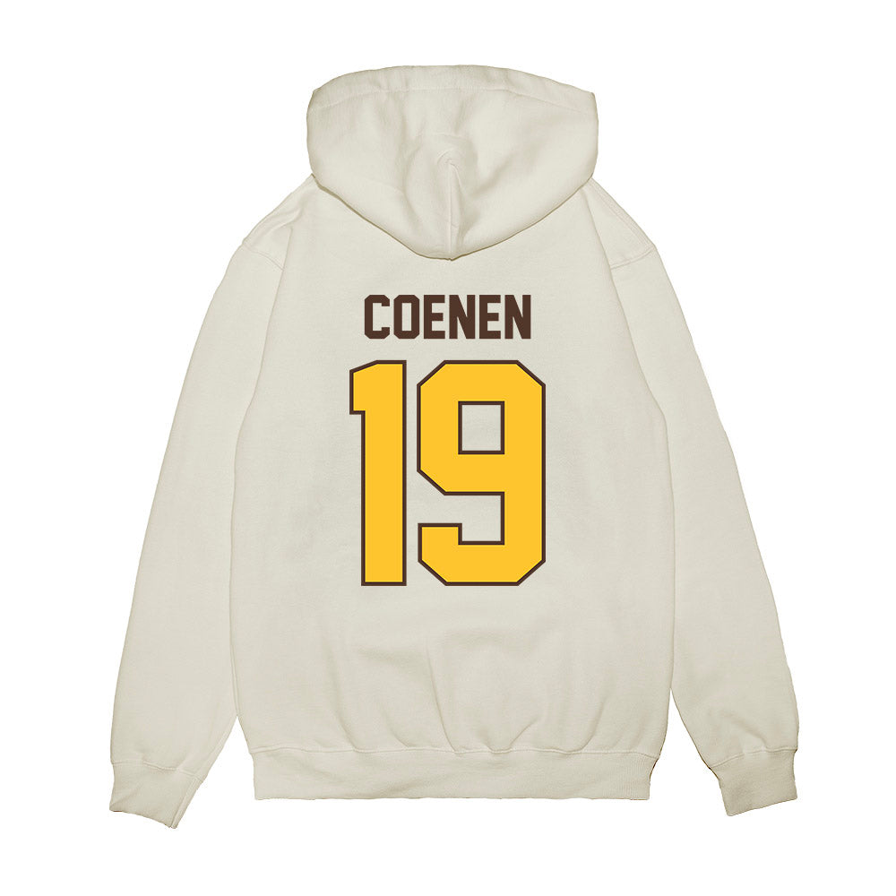 Wyoming - NCAA Football : Charlie Coenen - Vintage Helmet Premium Hooded Sweatshirt-1