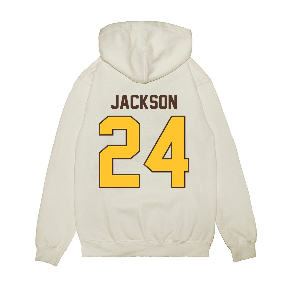 Wyoming - NCAA Football : Drew Jackson - Vintage Helmet Premium Hooded Sweatshirt-1