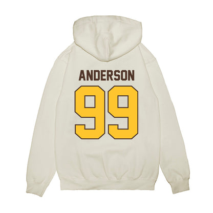 Wyoming - NCAA Football : Keelan Anderson - Vintage Helmet Premium Hooded Sweatshirt-1