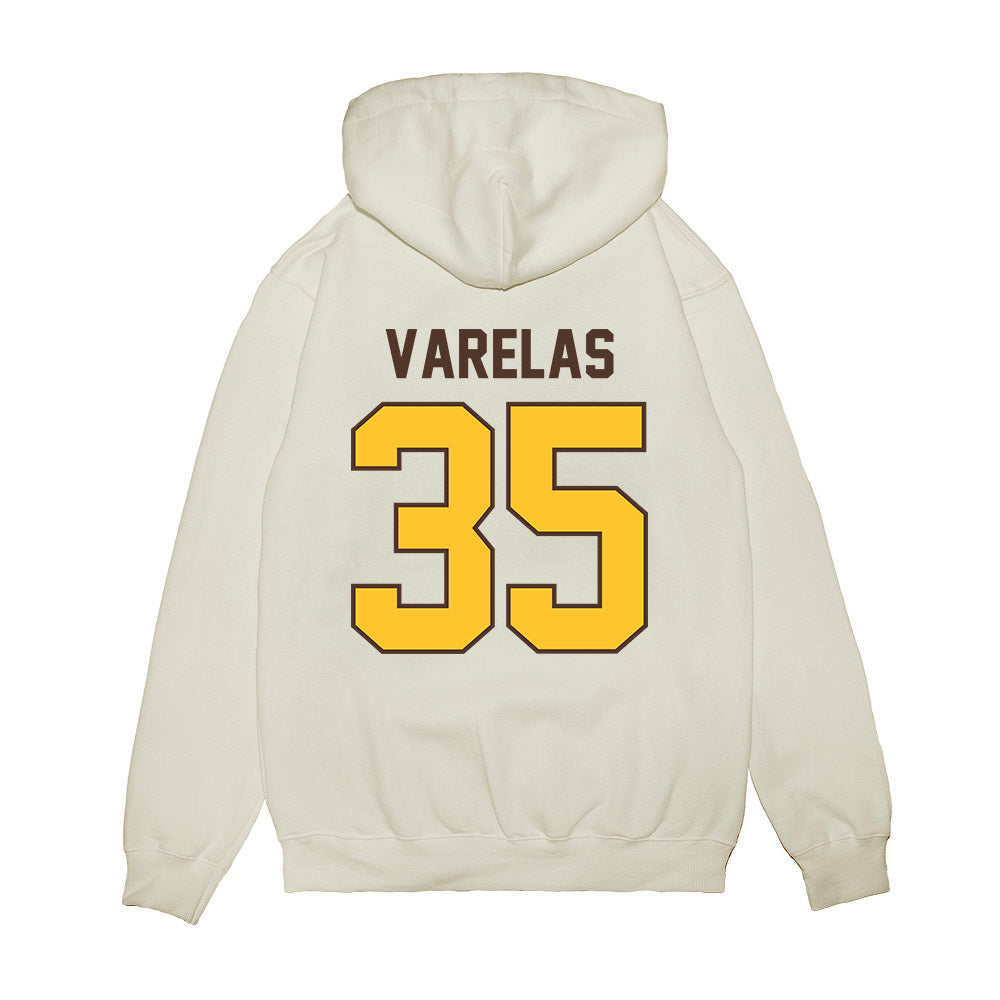 Wyoming - NCAA Football : Nikos Varelas - Vintage Helmet Premium Hooded Sweatshirt-1