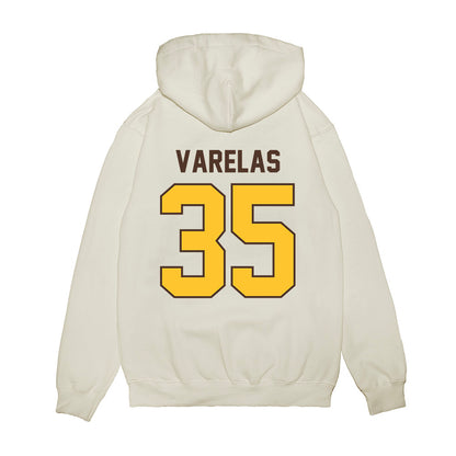 Wyoming - NCAA Football : Nikos Varelas - Vintage Helmet Premium Hooded Sweatshirt-1