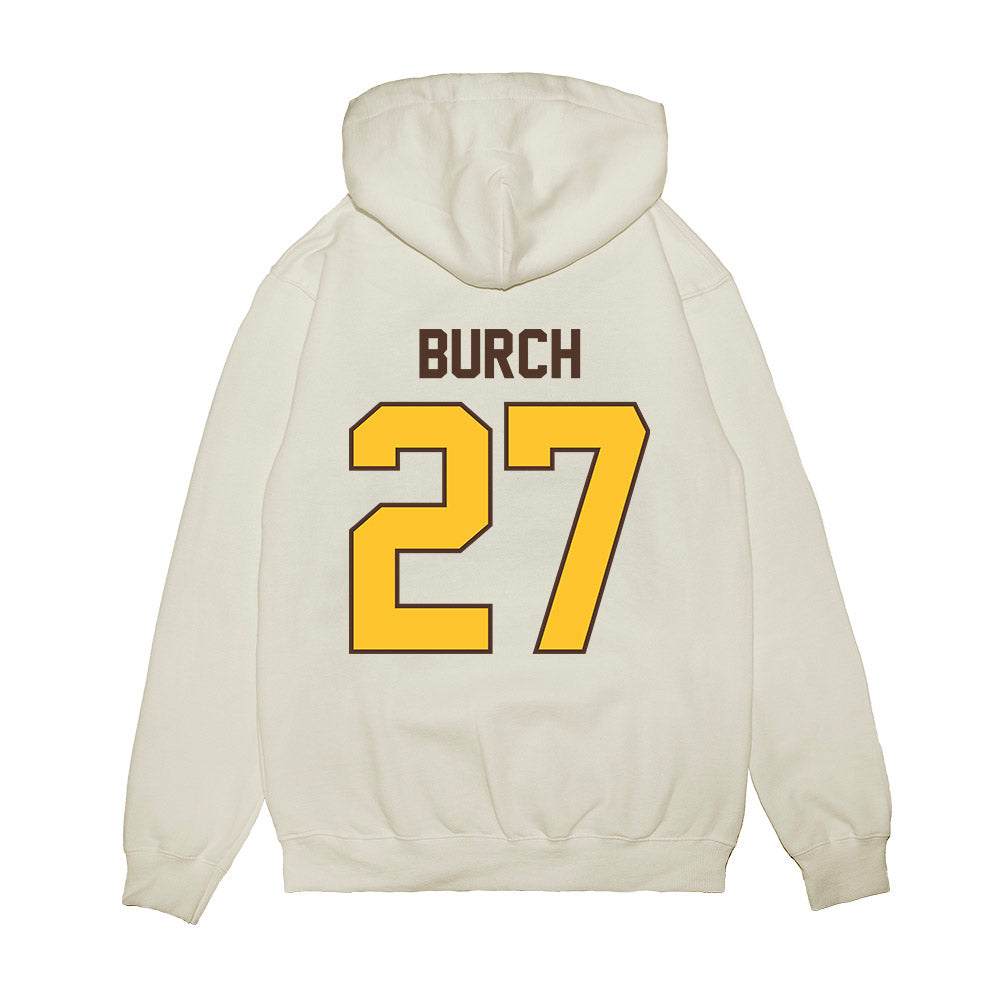 Wyoming - NCAA Football : Dontae Burch - Vintage Helmet Premium Hooded Sweatshirt-1