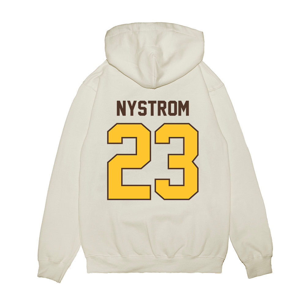 Wyoming - NCAA Football : Tyler Nystrom - Vintage Helmet Premium Hooded Sweatshirt-1