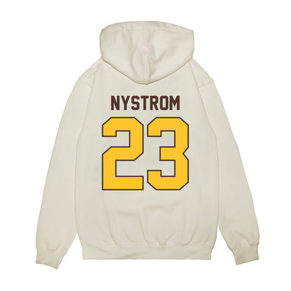 Wyoming - NCAA Football : Tyler Nystrom - Vintage Helmet Premium Hooded Sweatshirt-1